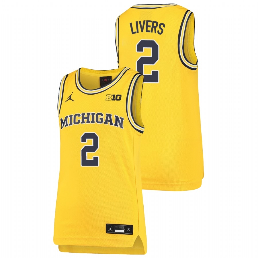 Michigan Wolverines Youth NCAA Isaiah Livers #2 Maize Replica College Basketball Jersey LCV7349SW